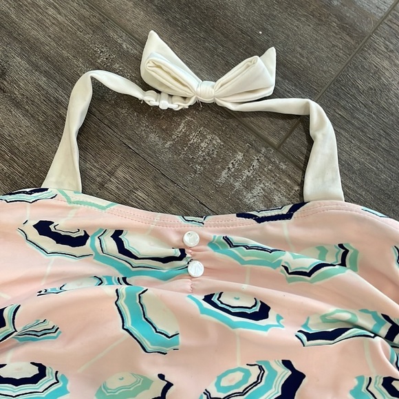 Janie and Jack Pink Blue Umbrella Print Swimsuit 5 - Picture 4 of 8